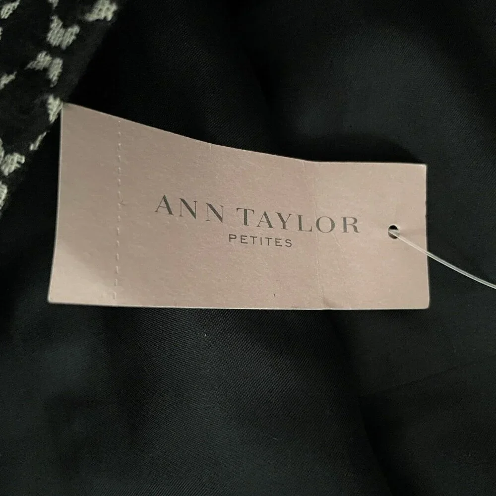 Ann Taylor NWT‎ Cotton Wool Pencil Skirt 6 Petite Black Short Embroidered Lined